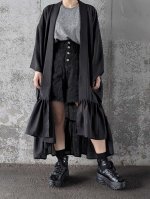 画像2: 【丸に立ち沢瀉紋】黒紋付シースルーフリルガウン (2)