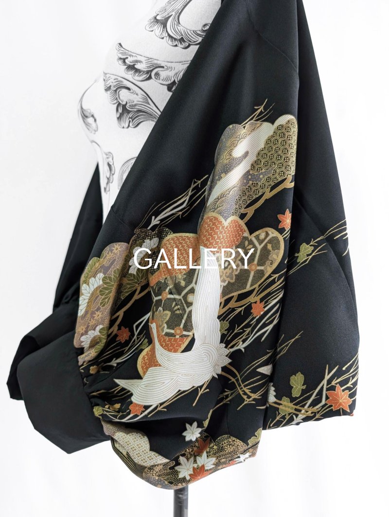 画像10: 【笠松×敷き松葉×飛鶴】黒留袖マーガレット (10)