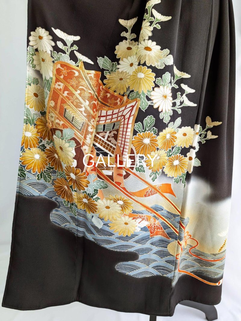画像20: 【金駒×菊×御所車文様】黒留袖オーバースカート (20)