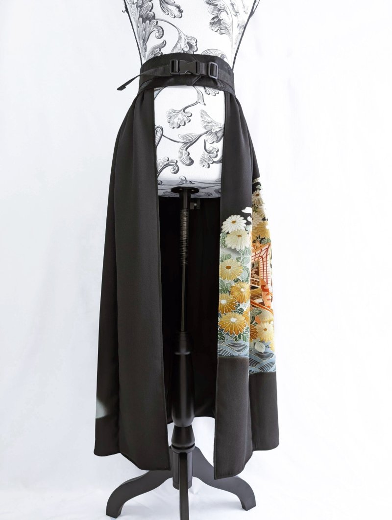 画像13: 【金駒×菊×御所車文様】黒留袖オーバースカート (13)