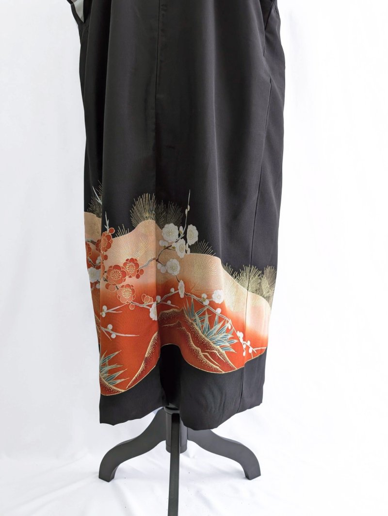 画像17: 【梅×刺繍立ち鶴】黒留袖ガウン＆アームカバー (17)