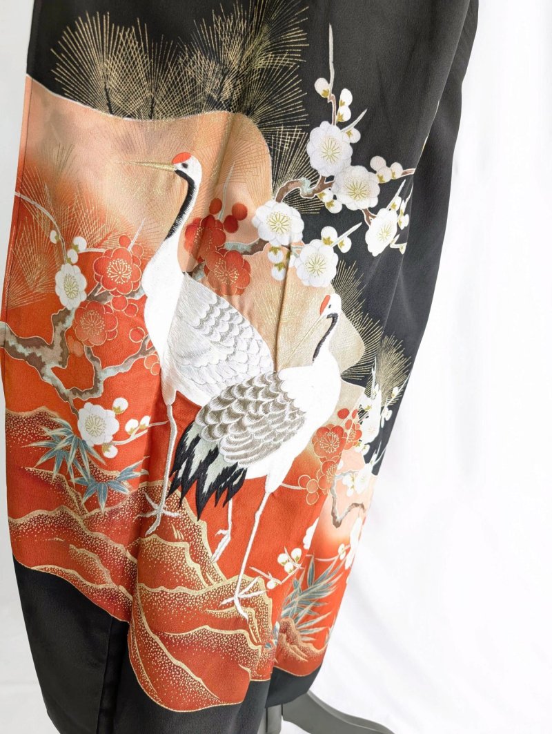 画像12: 【梅×刺繍立ち鶴】黒留袖ガウン＆アームカバー (12)