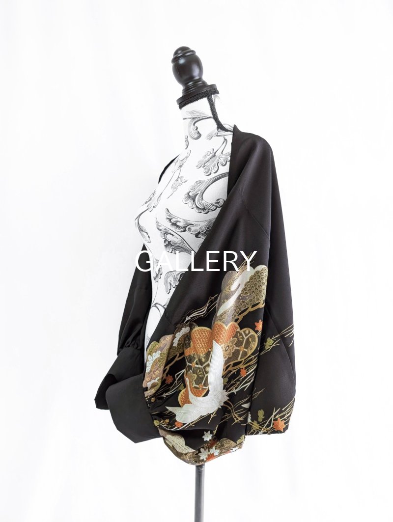 画像9: 【笠松×敷き松葉×飛鶴】黒留袖マーガレット (9)