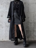 画像2: 【三つ柏】黒紋付シースルーオーバースカートセットアップ (2)