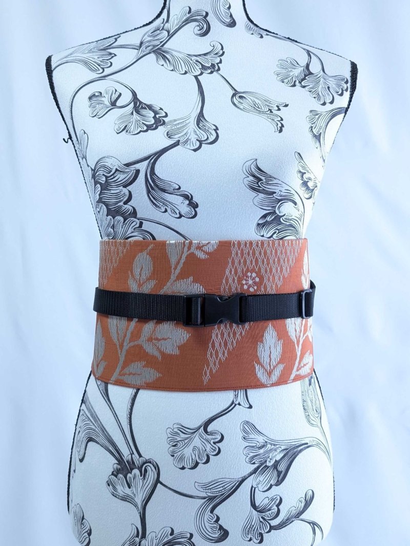 画像10: 帯ベルト【オレンジ×草花模様】 (10)