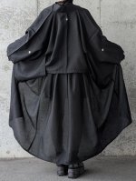 画像4: 【三つ柏】黒紋付シースルーオーバースカートセットアップ (4)