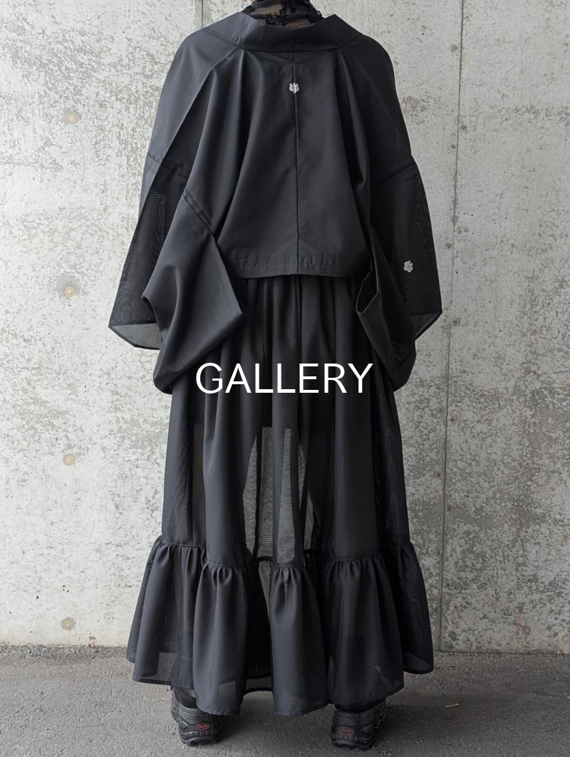 画像3: 【五三桐】黒紋付シースルーフリルオーバースカートセットアップ (3)