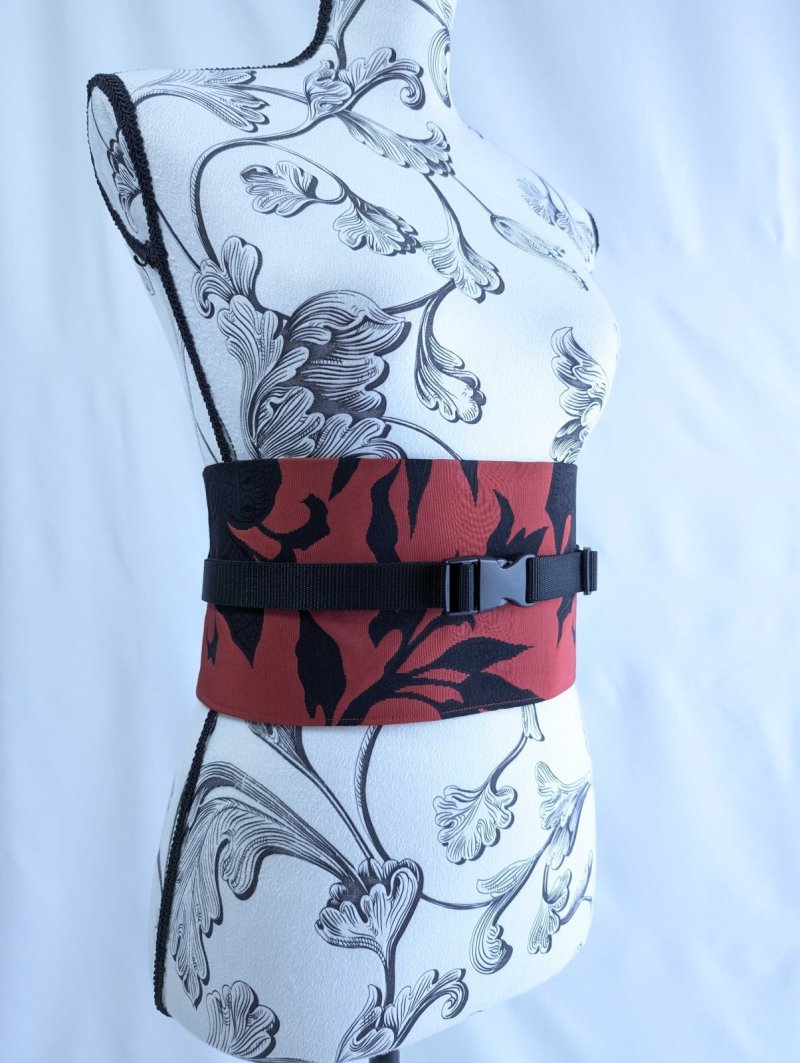 画像8: 帯ベルト【赤黒×ゴシック調×草花】 (8)