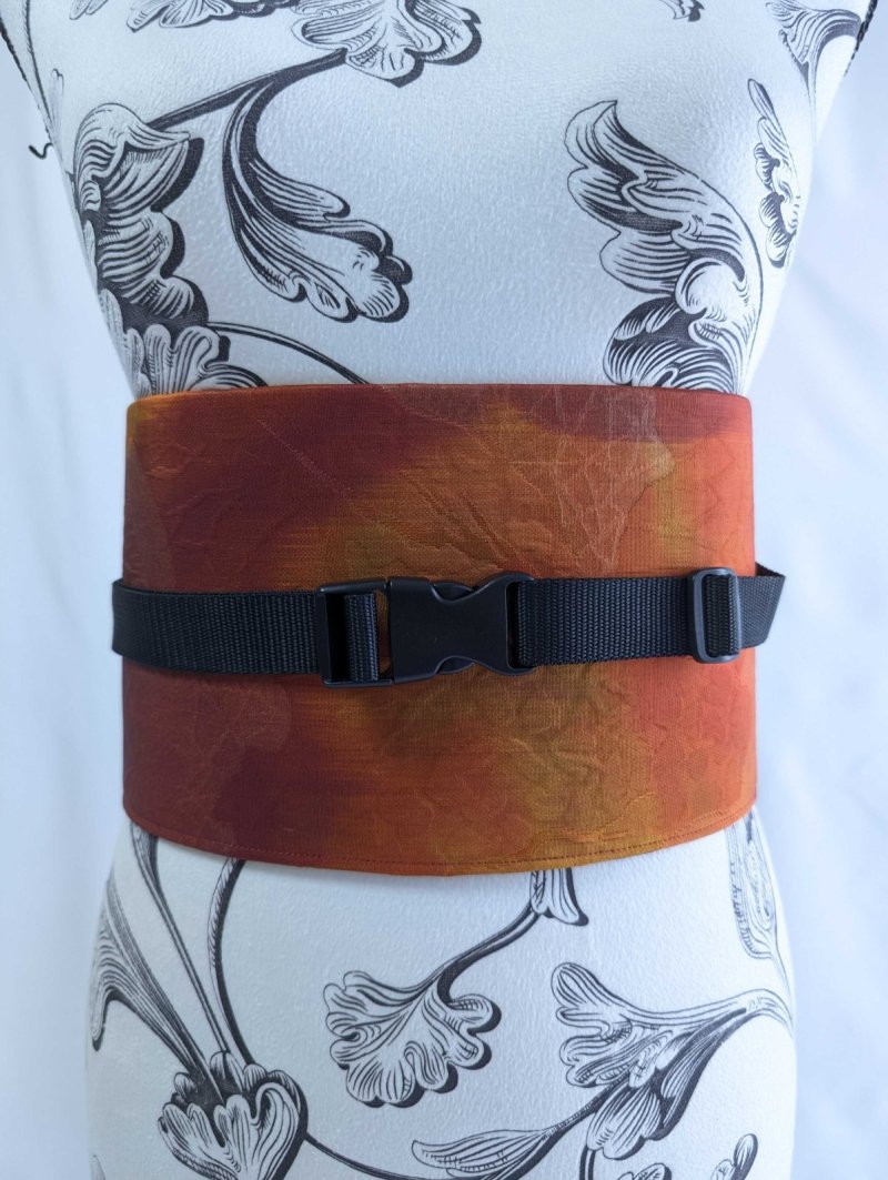 画像2: 帯ベルト【暖色×暈し×ふくれ織り】 (2)