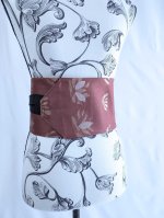 画像4: 帯ベルト【蘇芳色に金糸×雷と満開の花】 (4)
