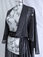 画像7: 【五三桐】黒紋付シースルーフリルオーバースカートセットアップ (7)