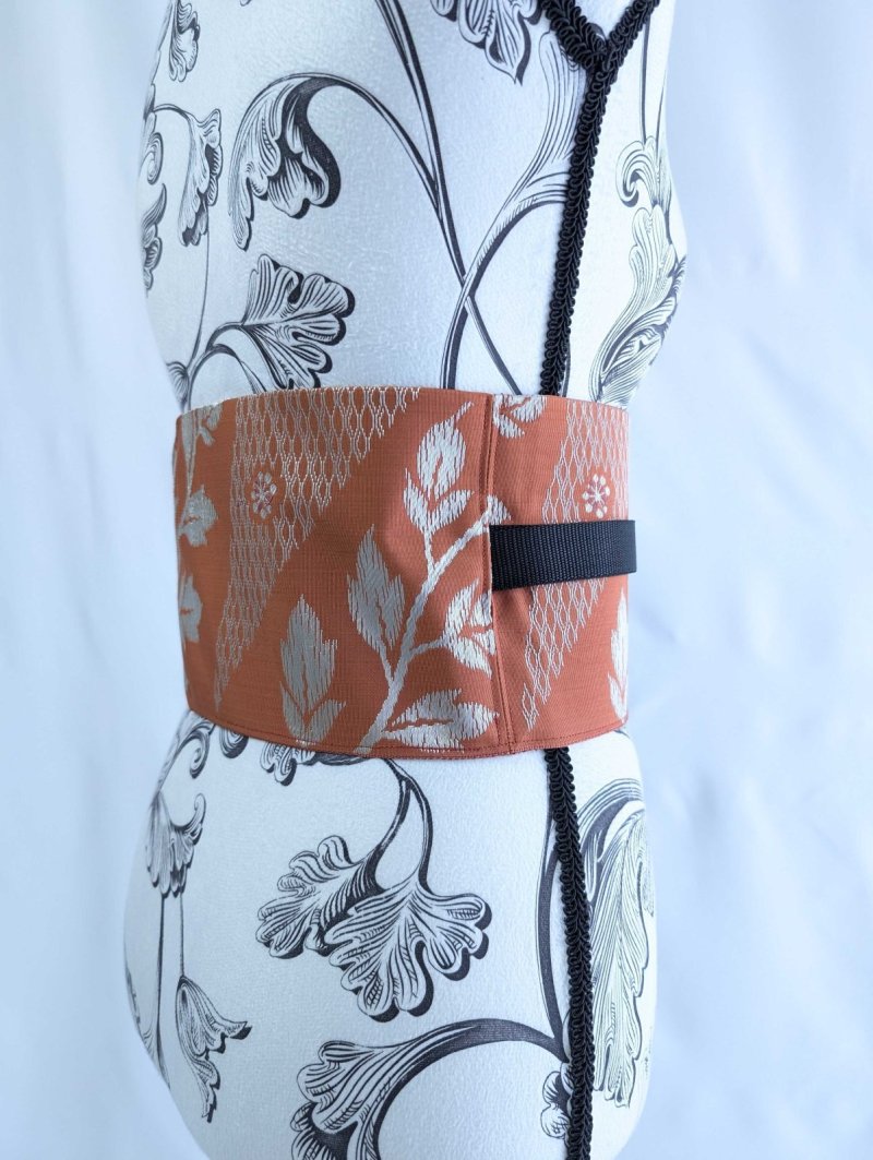 画像6: 帯ベルト【オレンジ×草花模様】 (6)