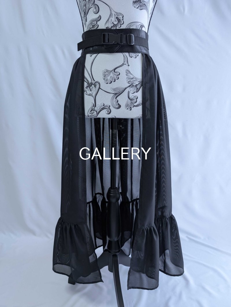 画像16: 【五三桐】黒紋付シースルーフリルオーバースカートセットアップ (16)