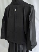 画像11: 【三つ柏】黒紋付シースルーオーバースカートセットアップ (11)
