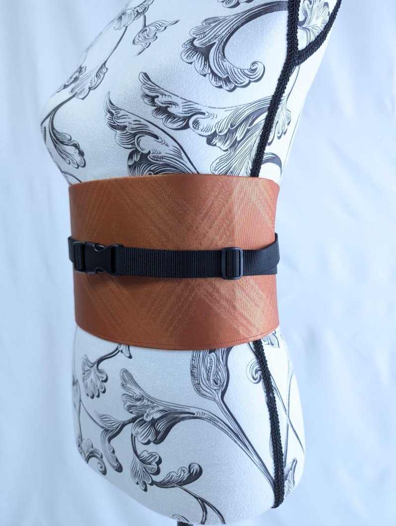 画像3: 帯ベルト【オレンジ×煌びやかチェック柄】 (3)