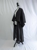 画像9: 【三つ柏】黒紋付シースルーオーバースカートセットアップ (9)