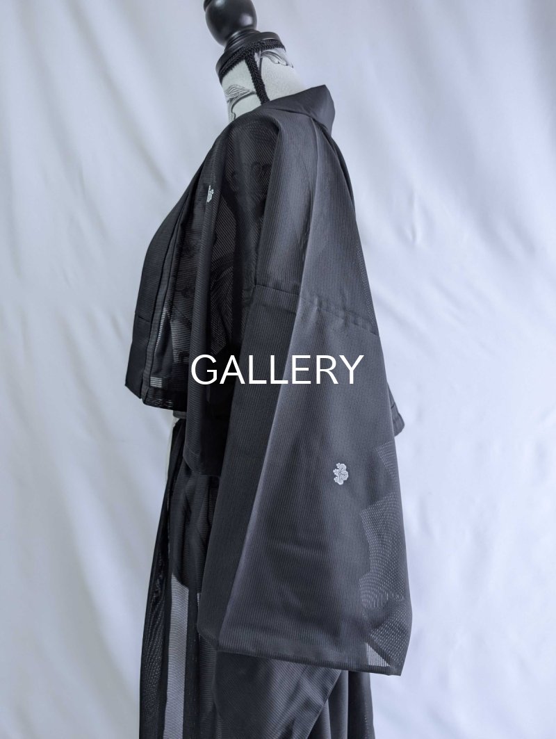 画像11: 【五三桐】黒紋付シースルーフリルオーバースカートセットアップ (11)