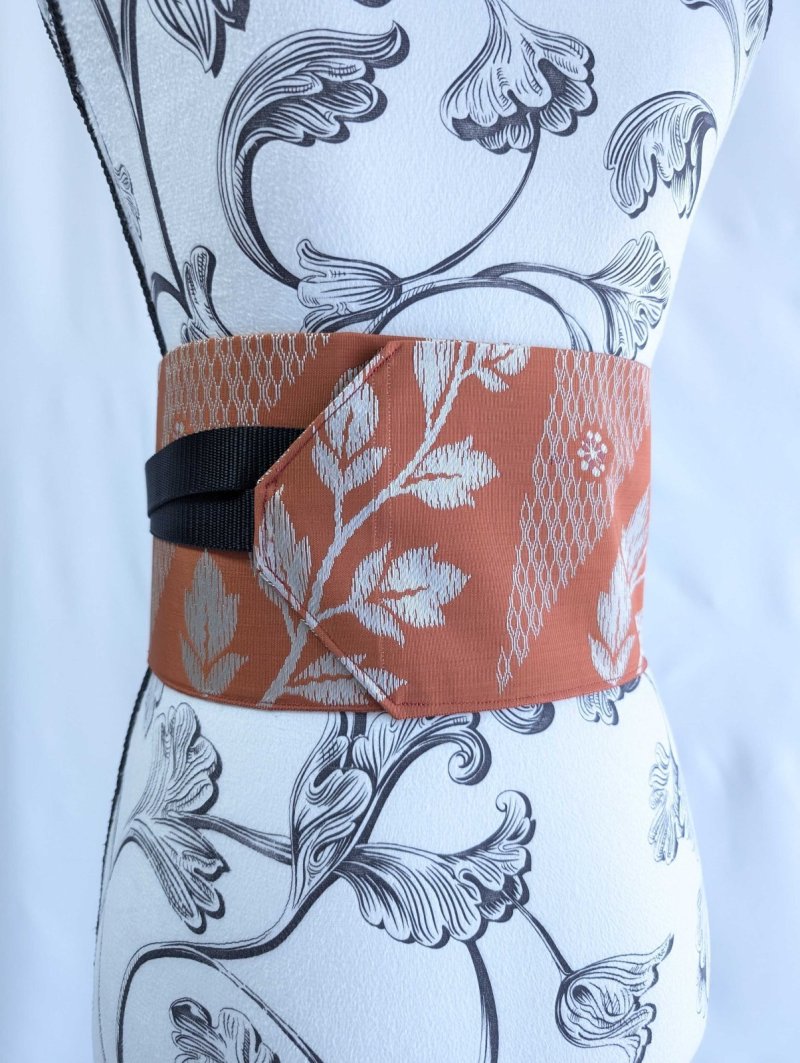 画像5: 帯ベルト【オレンジ×草花模様】 (5)