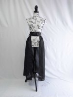 画像14: 【三つ柏】黒紋付シースルーオーバースカートセットアップ (14)