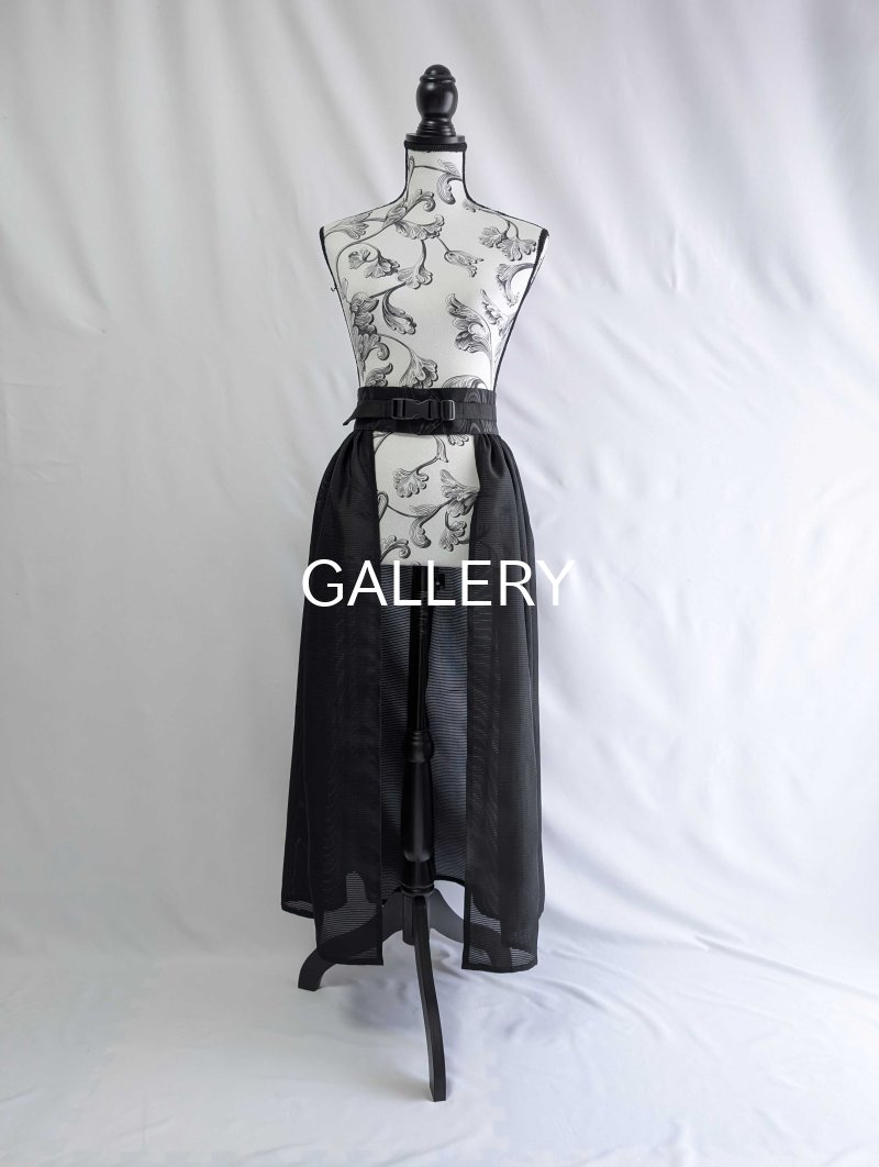 画像14: 【三つ柏】黒紋付シースルーオーバースカートセットアップ (14)