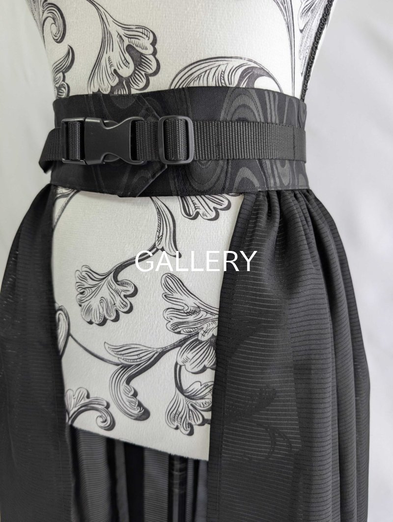 画像16: 【三つ柏】黒紋付シースルーオーバースカートセットアップ (16)