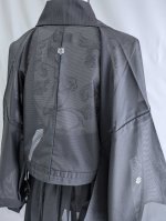 画像13: 【五三桐】黒紋付シースルーフリルオーバースカートセットアップ (13)