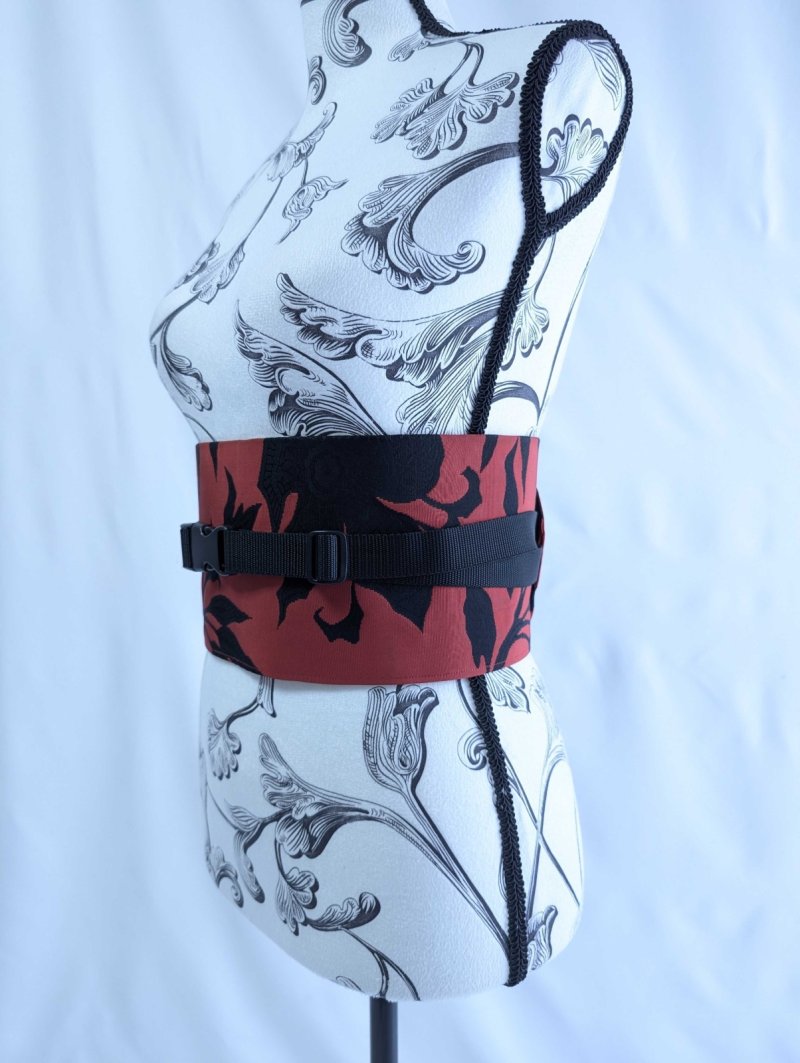 画像3: 帯ベルト【赤黒×ゴシック調×草花】 (3)