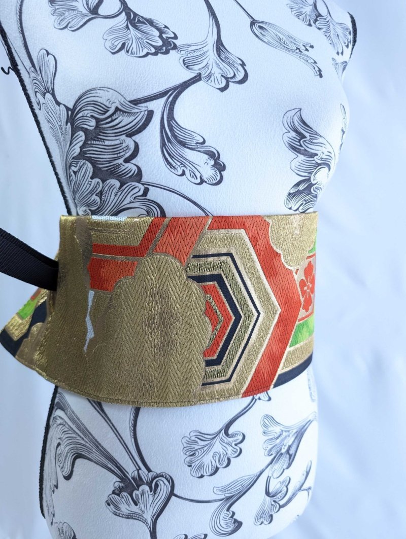 画像8: 帯ベルト【金糸×雲取り×亀甲文様】 (8)