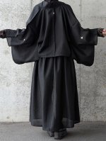 画像3: 【三つ柏】黒紋付シースルーオーバースカートセットアップ (3)