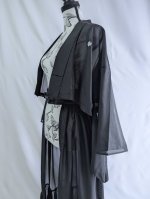 画像9: 【五三桐】黒紋付シースルーフリルオーバースカートセットアップ (9)