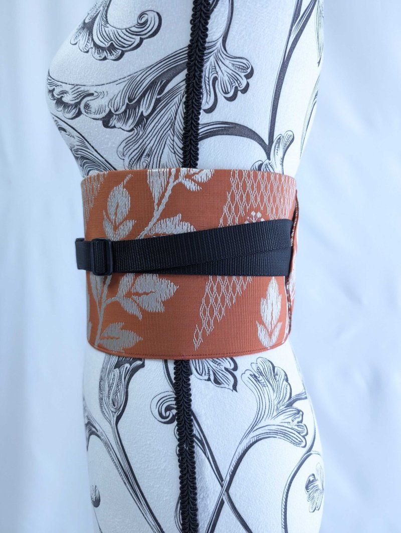 画像4: 帯ベルト【オレンジ×草花模様】 (4)