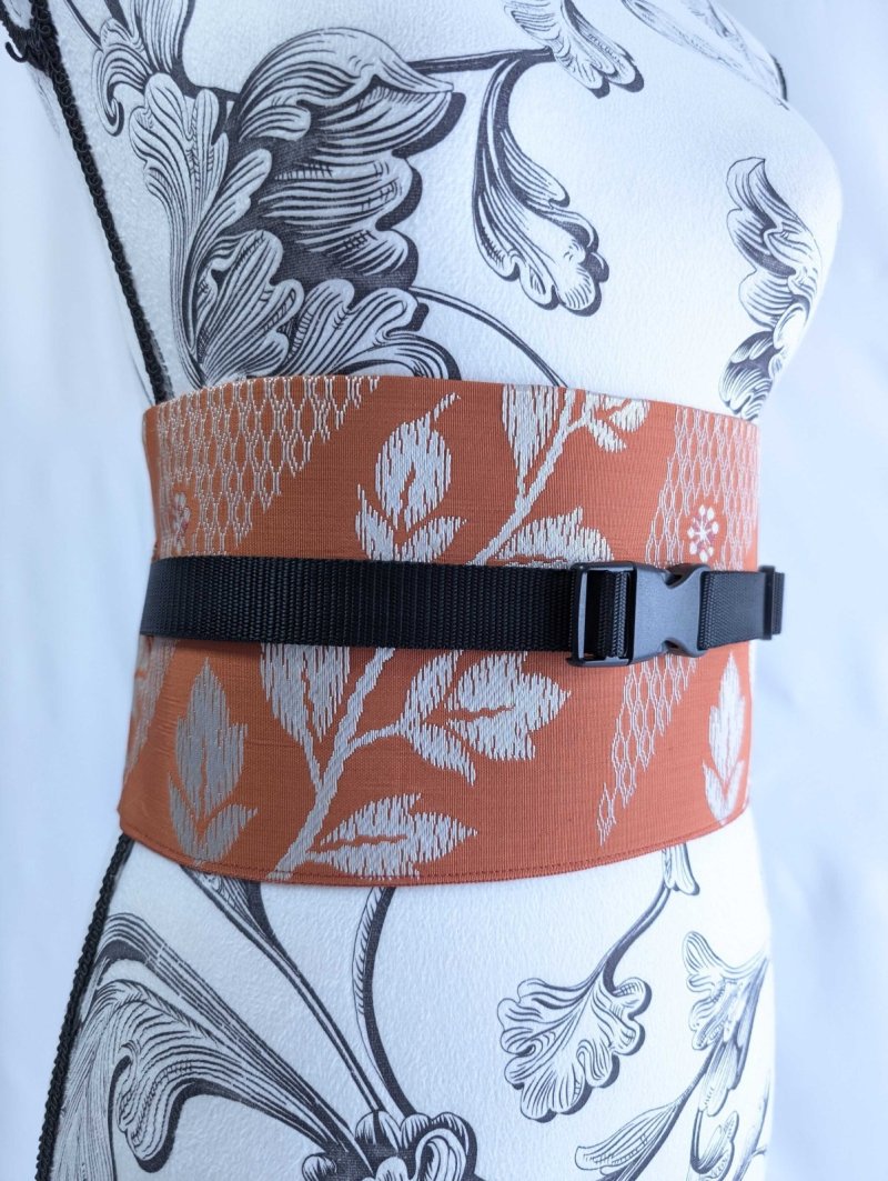 画像8: 帯ベルト【オレンジ×草花模様】 (8)