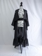 画像5: 【五三桐】黒紋付シースルーフリルオーバースカートセットアップ (5)