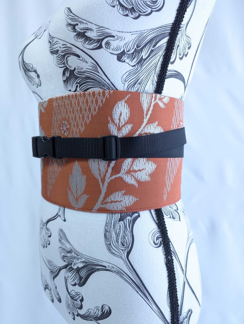 画像3: 帯ベルト【オレンジ×草花模様】 (3)