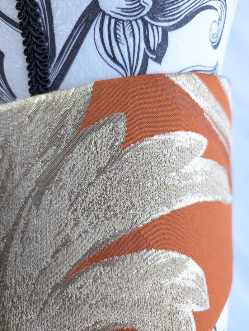 画像9: 帯ベルト【金糸×オレンジ×草葉模様】 (9)