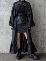画像1: 【五三桐】黒紋付シースルーフリルオーバースカートセットアップ (1)