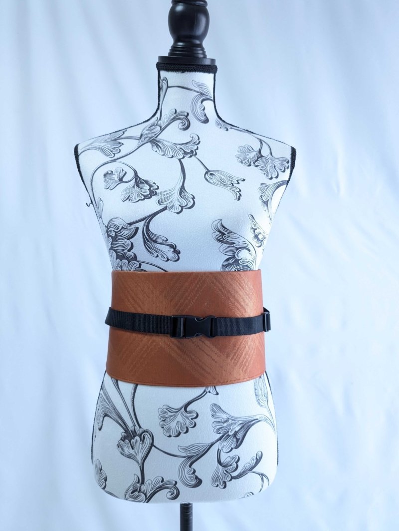 画像2: 帯ベルト【オレンジ×煌びやかチェック柄】 (2)