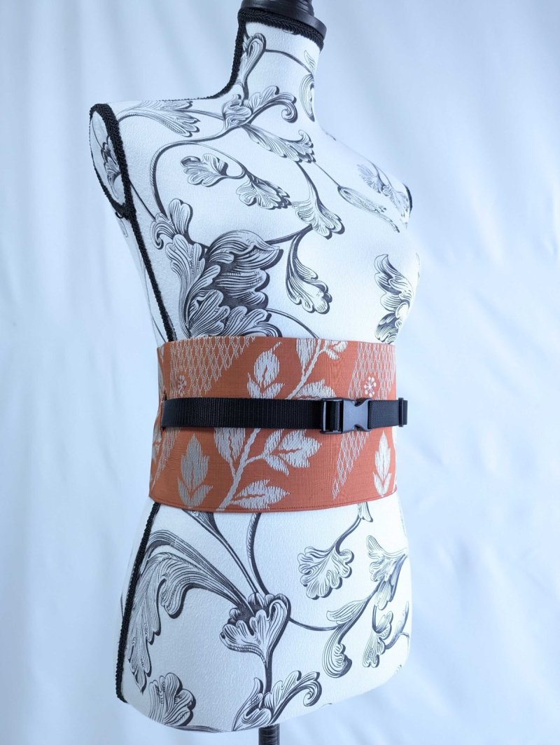 画像7: 帯ベルト【オレンジ×草花模様】 (7)