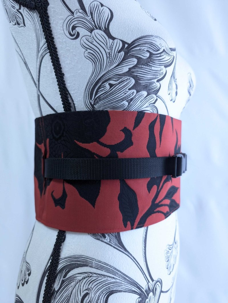 画像7: 帯ベルト【赤黒×ゴシック調×草花】 (7)