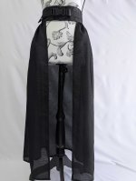 画像15: 【三つ柏】黒紋付シースルーオーバースカートセットアップ (15)
