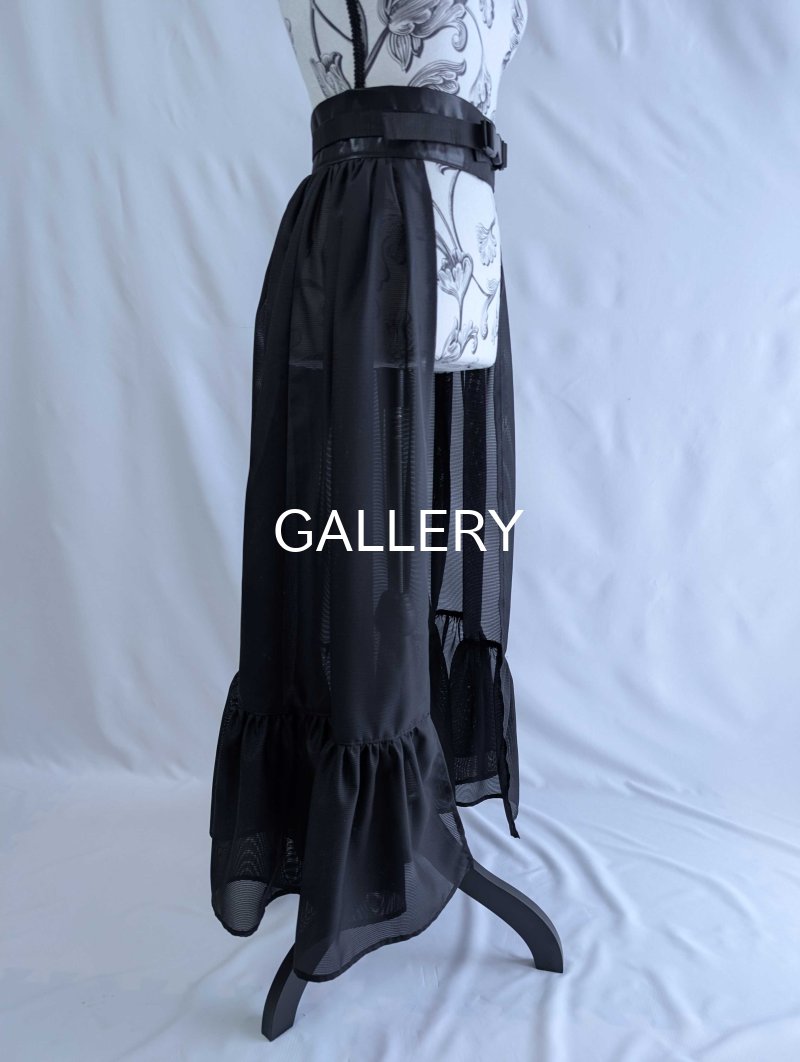 画像17: 【五三桐】黒紋付シースルーフリルオーバースカートセットアップ (17)