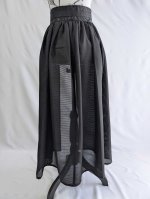 画像18: 【三つ柏】黒紋付シースルーオーバースカートセットアップ (18)