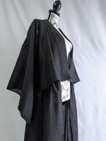 画像13: 【三つ柏】黒紋付シースルーオーバースカートセットアップ (13)