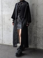 画像1: 【三つ柏】黒紋付シースルーオーバースカートセットアップ (1)