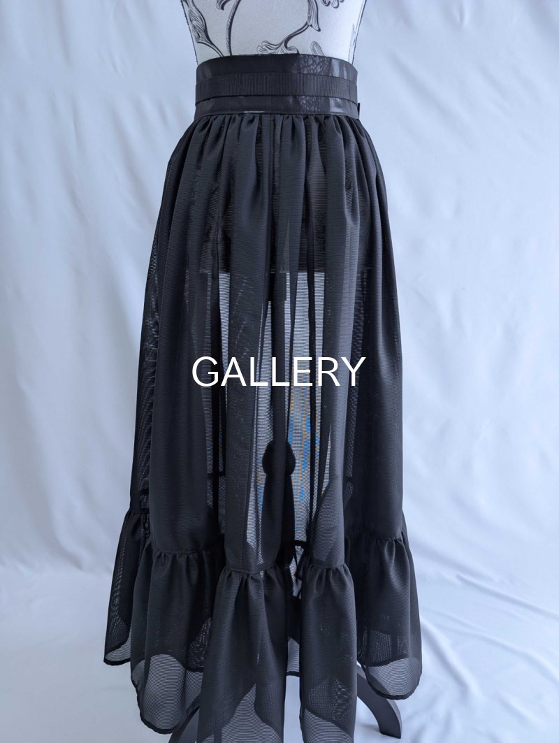 画像19: 【五三桐】黒紋付シースルーフリルオーバースカートセットアップ (19)