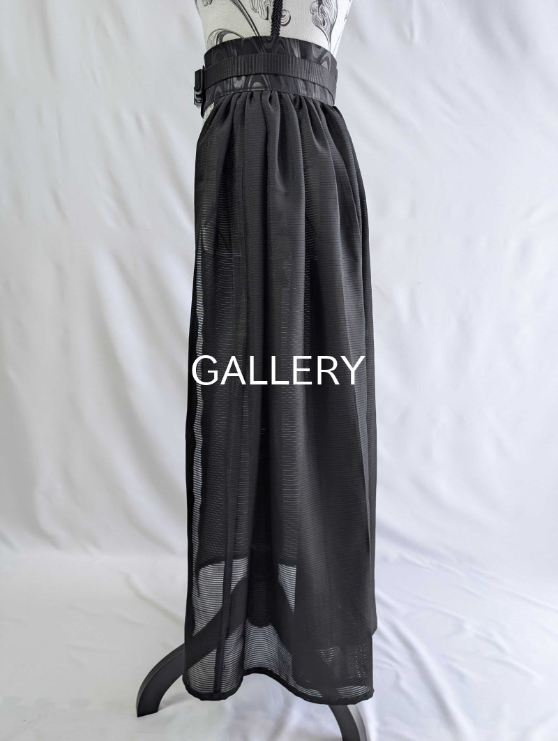 画像19: 【三つ柏】黒紋付シースルーオーバースカートセットアップ (19)