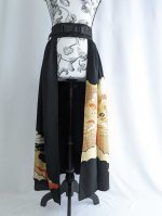 画像5: 【雲取り×金駒笠松に四季草花】黒留袖オーバースカート (5)