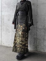 画像5: 【金駒×梅竹文様×黒橡色】黒留袖ラップスカートセットアップ (5)