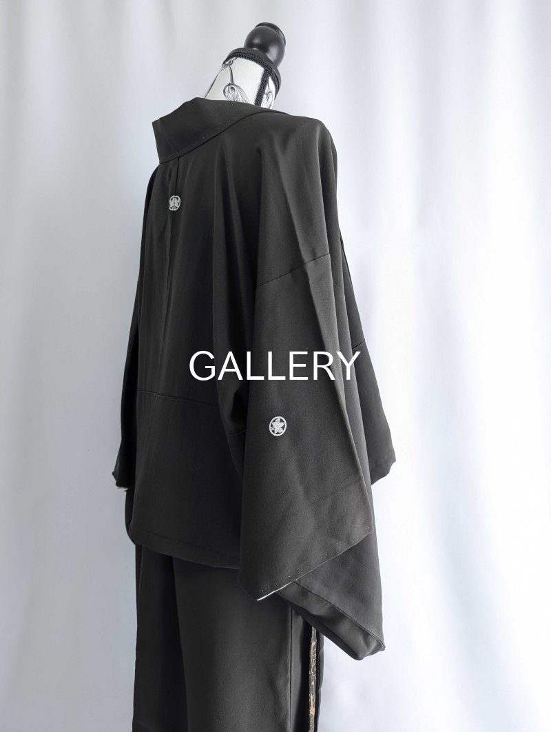 画像16: 【金駒×梅竹文様×黒橡色】黒留袖ラップスカートセットアップ (16)