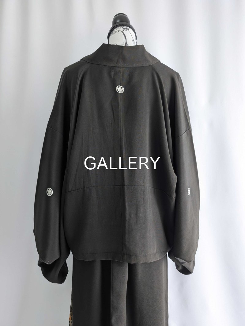 画像15: 【金駒×梅竹文様×黒橡色】黒留袖ラップスカートセットアップ (15)